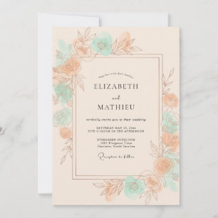 Invitation Mariage Romantique de Printemps à la Menthe et à l