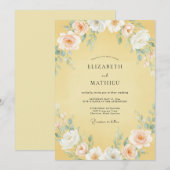 Invitation Mariage Romantique de Printemps Jaune Crème (Devant / Derrière)