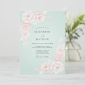 Invitation Mariage Romantique de Printemps Rose Menthe (Debout devant)