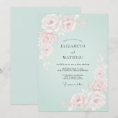 Invitation Mariage Romantique de Printemps Rose Menthe (Devant / Derrière)