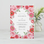 Invitation Mariage Romantique de Printemps Rouge Baigné (Debout devant)