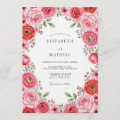 Invitation Mariage Romantique de Printemps Rouge Baigné (Devant)