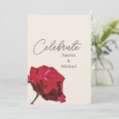 Invitation Mariage romantique de rose rouge (Debout devant)