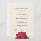 Invitation Mariage romantique de rose rouge (Dos)