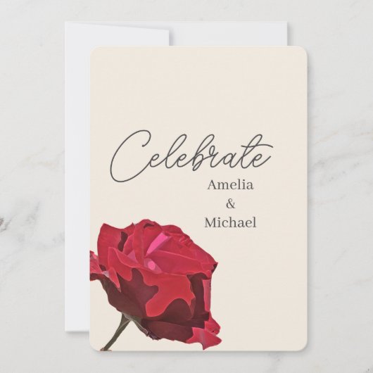Invitation Mariage romantique de rose rouge (Devant)