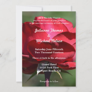 Invitation Mariage romantique de rose rouge