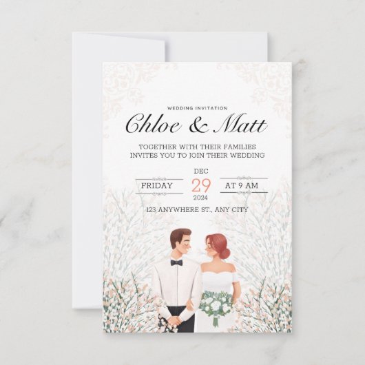 Invitation Mariage romantique de typographie de couple (Devant)