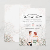 Invitation Mariage romantique de typographie de couple (Devant / Derrière)