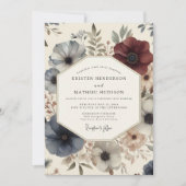 Invitation Mariage Romantique Deep Blue Bloom (Devant)