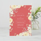 Invitation Mariage Romantique d'Été Corail (Debout devant)