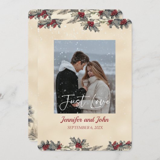 Invitation Mariage romantique d'hiver (Devant / Derrière)