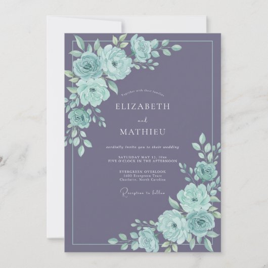 Invitation Mariage Romantique Douce Lilac (Devant)