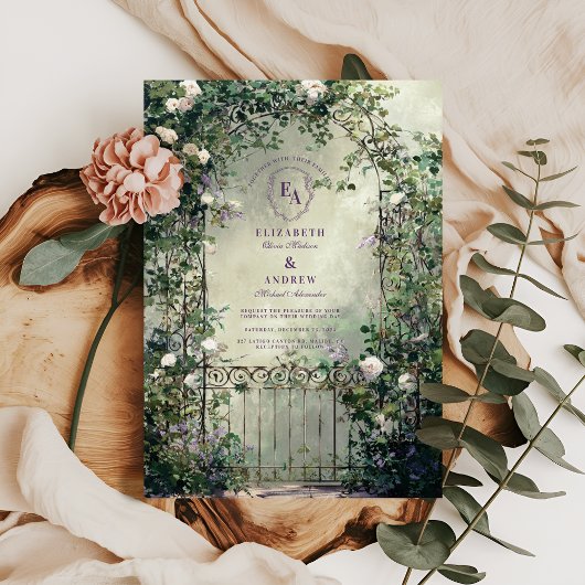 Invitation Mariage romantique du sentier forestier enchanté