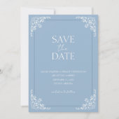 Invitation Mariage romantique Dusty Blue Vintage (Devant)