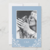 Invitation Mariage romantique Dusty Blue Vintage (Dos)