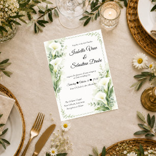 Invitation Mariage Romantique Élégant de Lys de Calla du Prin