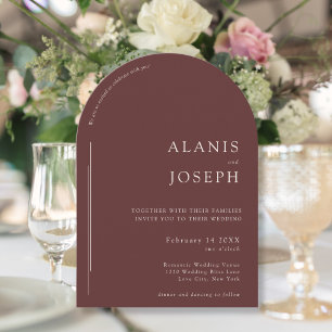 Invitation Mariage Romantique Élégant Minimaliste Burgundy Fo