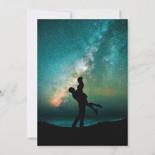 Invitation Mariage romantique en couple Teal Green Galaxy (Dos)