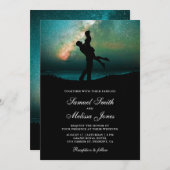Invitation Mariage romantique en couple Teal Green Galaxy (Devant / Derrière)