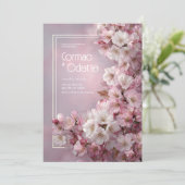 Invitation Mariage romantique en fleur de cerisier (Debout devant)