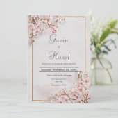 Invitation Mariage romantique en fleurs de cerisier (Debout devant)