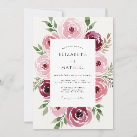 Invitation Mariage Romantique et Délicat Marron (Devant)