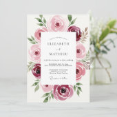 Invitation Mariage Romantique et Délicat Marron (Debout devant)