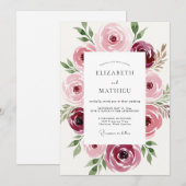Invitation Mariage Romantique et Délicat Marron (Devant / Derrière)