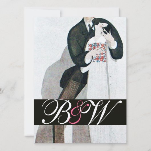 INVITATION MARIAGE ROMANTIQUE ET GROOM MARIAGE MONOGRAM OR (Devant)