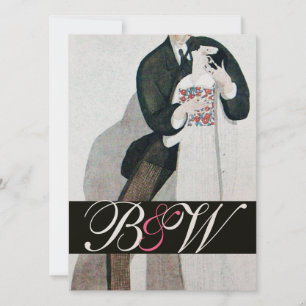 INVITATION MARIAGE ROMANTIQUE ET GROOM MARIAGE MONOGRAM OR