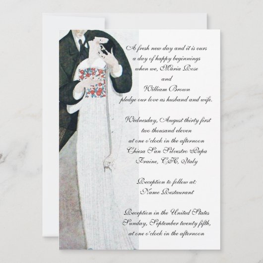 INVITATION MARIAGE ROMANTIQUE ET GROOM MARIAGE MONOGRAM OR (Dos)