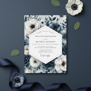 Invitation Mariage romantique et lunatique à la florale marin