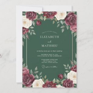 Invitation Mariage romantique et opulent avec des fleurs de B