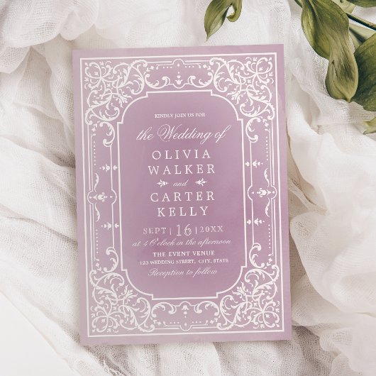 Invitation Mariage romantique et romantique Mauve