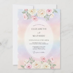 Invitation Mariage Romantique Éthéré Arc-en-Ciel Pastel