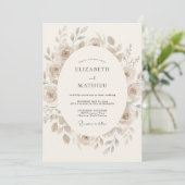 Invitation Mariage Romantique Éthéré Beige (Debout devant)
