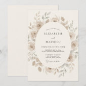 Invitation Mariage Romantique Éthéré Beige (Devant / Derrière)