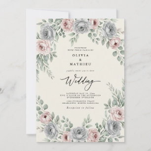Invitation Mariage Romantique Éthéré Bleu Clair
