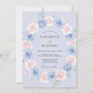 Invitation Mariage Romantique Éthéré Bleu Poudre