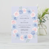Invitation Mariage Romantique Éthéré Bleu Poudre (Debout devant)