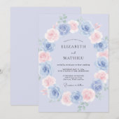 Invitation Mariage Romantique Éthéré Bleu Poudre (Devant / Derrière)