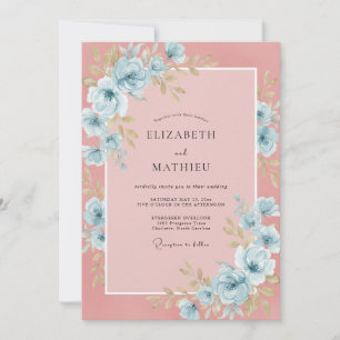 Invitation Mariage Romantique Éthéré Bleu Poudre