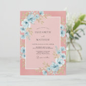 Invitation Mariage Romantique Éthéré Bleu Poudre (Debout devant)