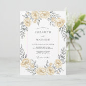 Invitation Mariage Romantique Éthéré Champagne (Debout devant)