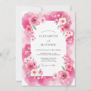 Invitation Mariage Romantique Éthéré Fuchsia