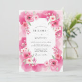 Invitation Mariage Romantique Éthéré Fuchsia (Debout devant)