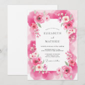 Invitation Mariage Romantique Éthéré Fuchsia (Devant / Derrière)