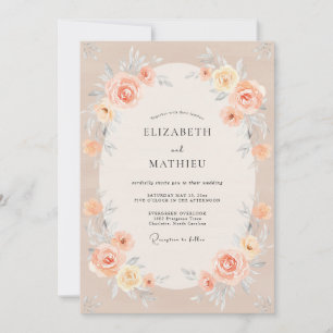Invitation Mariage Romantique Exquis aux Pêches