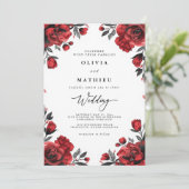Invitation Mariage Romantique Fleur Crimson (Debout devant)
