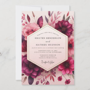 Invitation Mariage Romantique Fleur Crimson Bloom